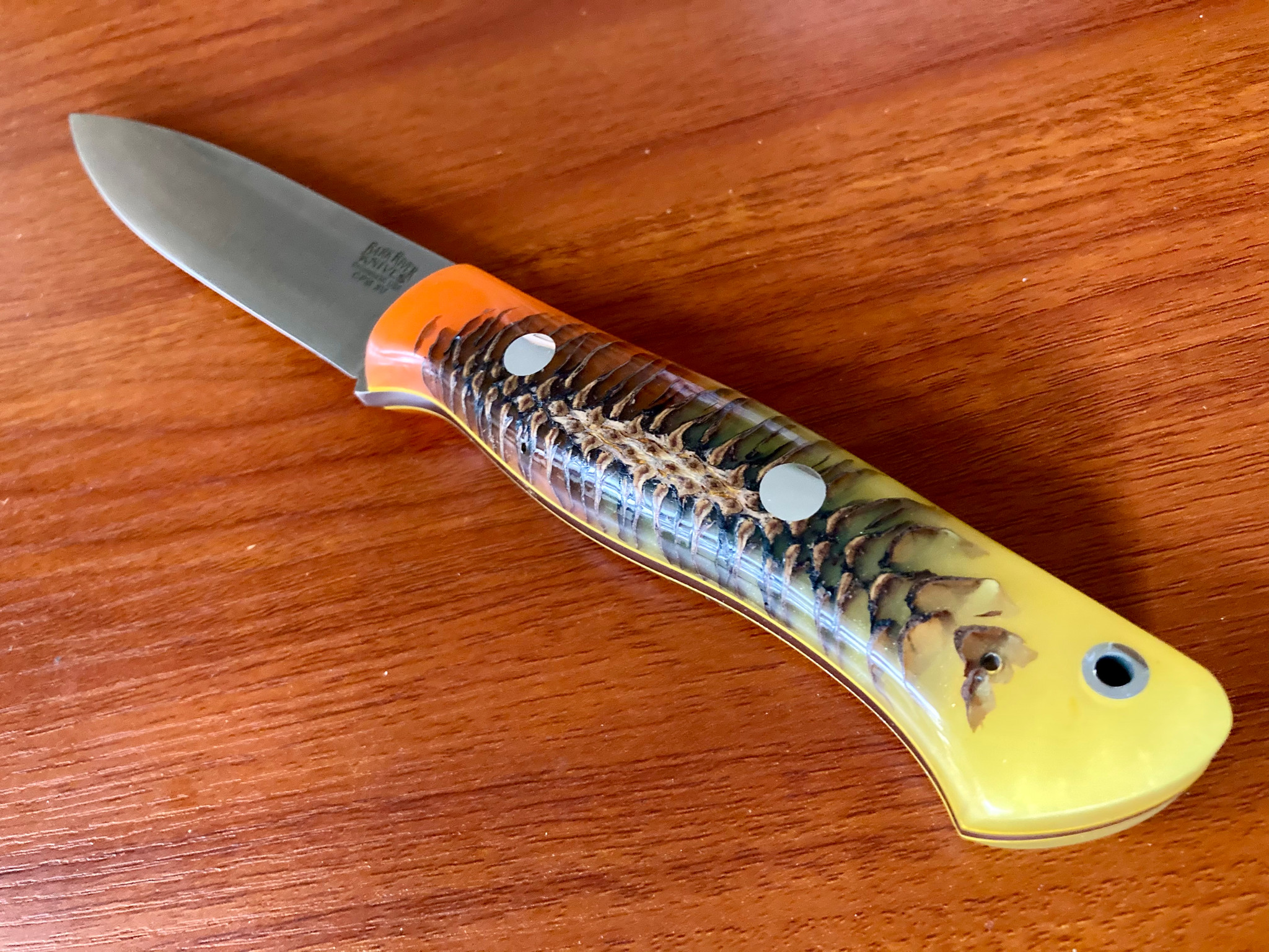 Bark River Aurora ~ CPM-3V ~ Orange / Yellow Pine Cone ~ Yellow