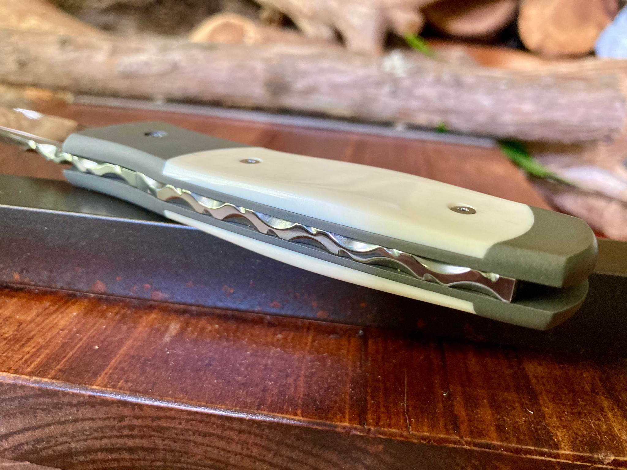 カミヅモ Z Custom Knives Automatic ~ Fossilized Mammoth Ivory