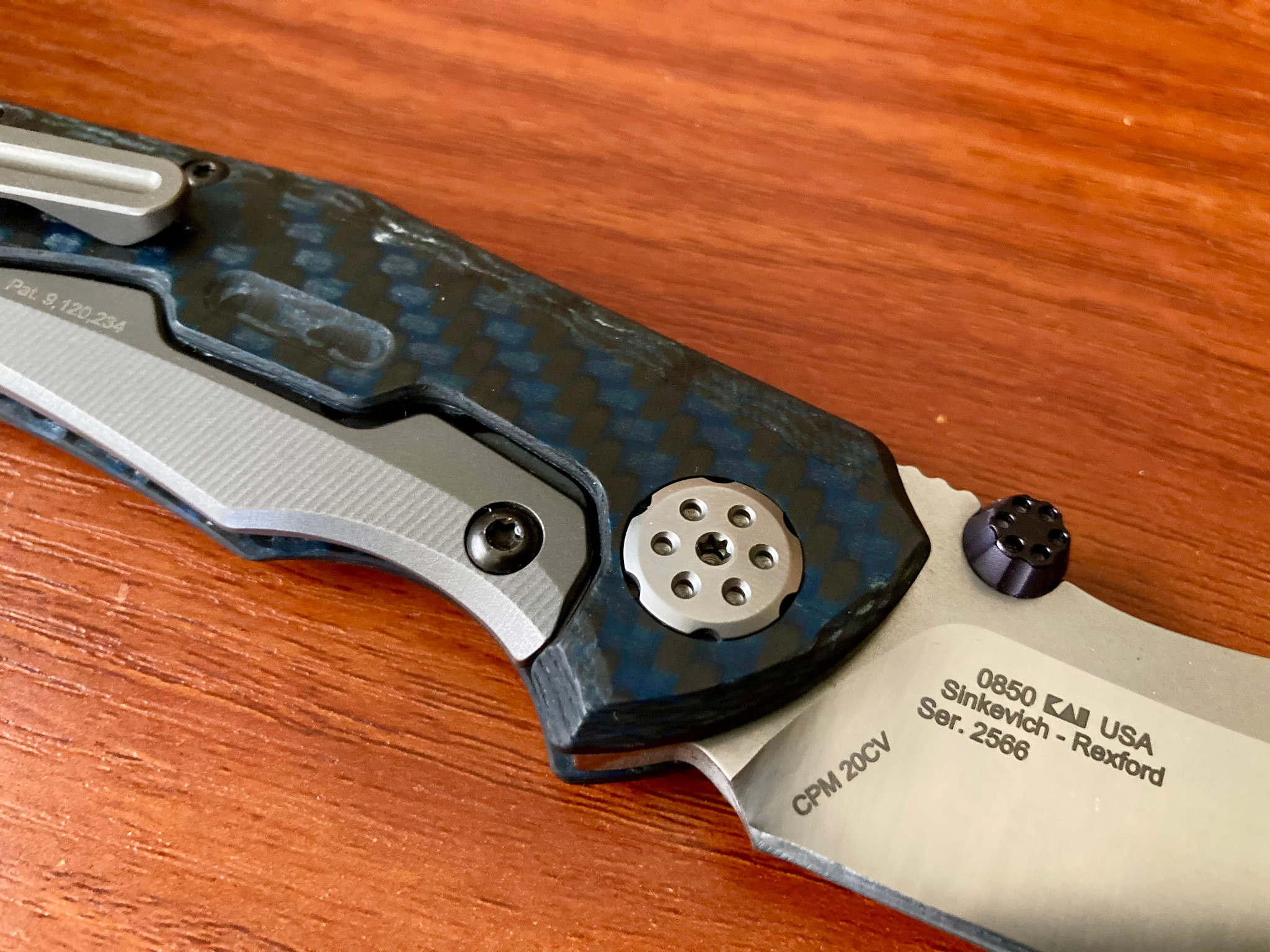 Zero Tolerance 0850 Blue Carbon Fiber ~ Sinkevich / Rexford Design
