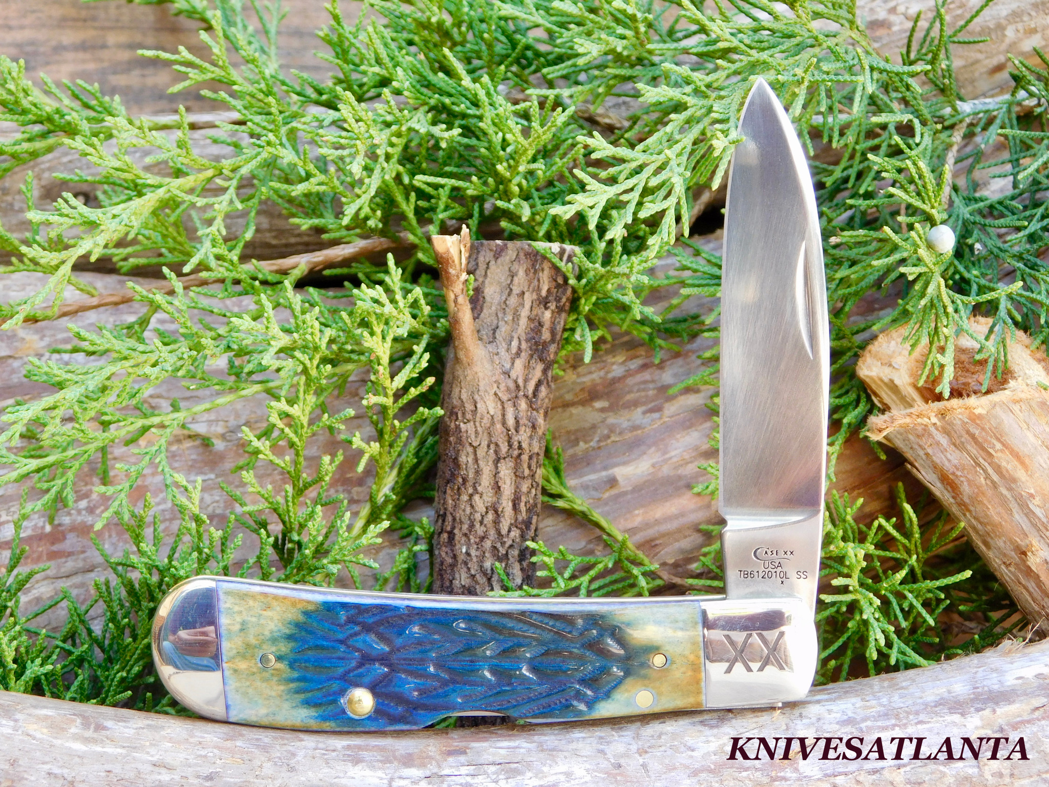 Case Tribal Jigged Burnt Purple Bone Tribal Lock - KnivesAtlanta