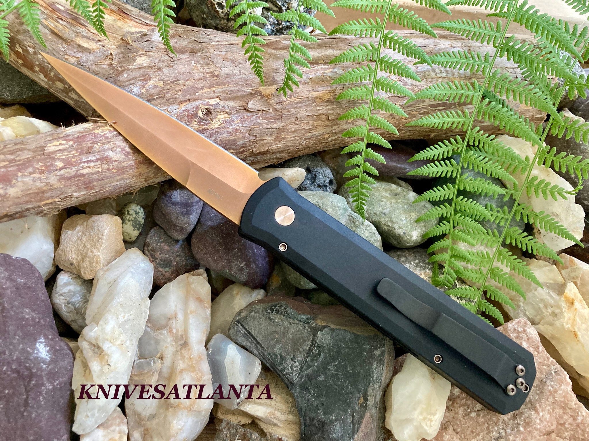 Protech Godfather Rose Gold 154CM Black Automatic Folder 921-RG