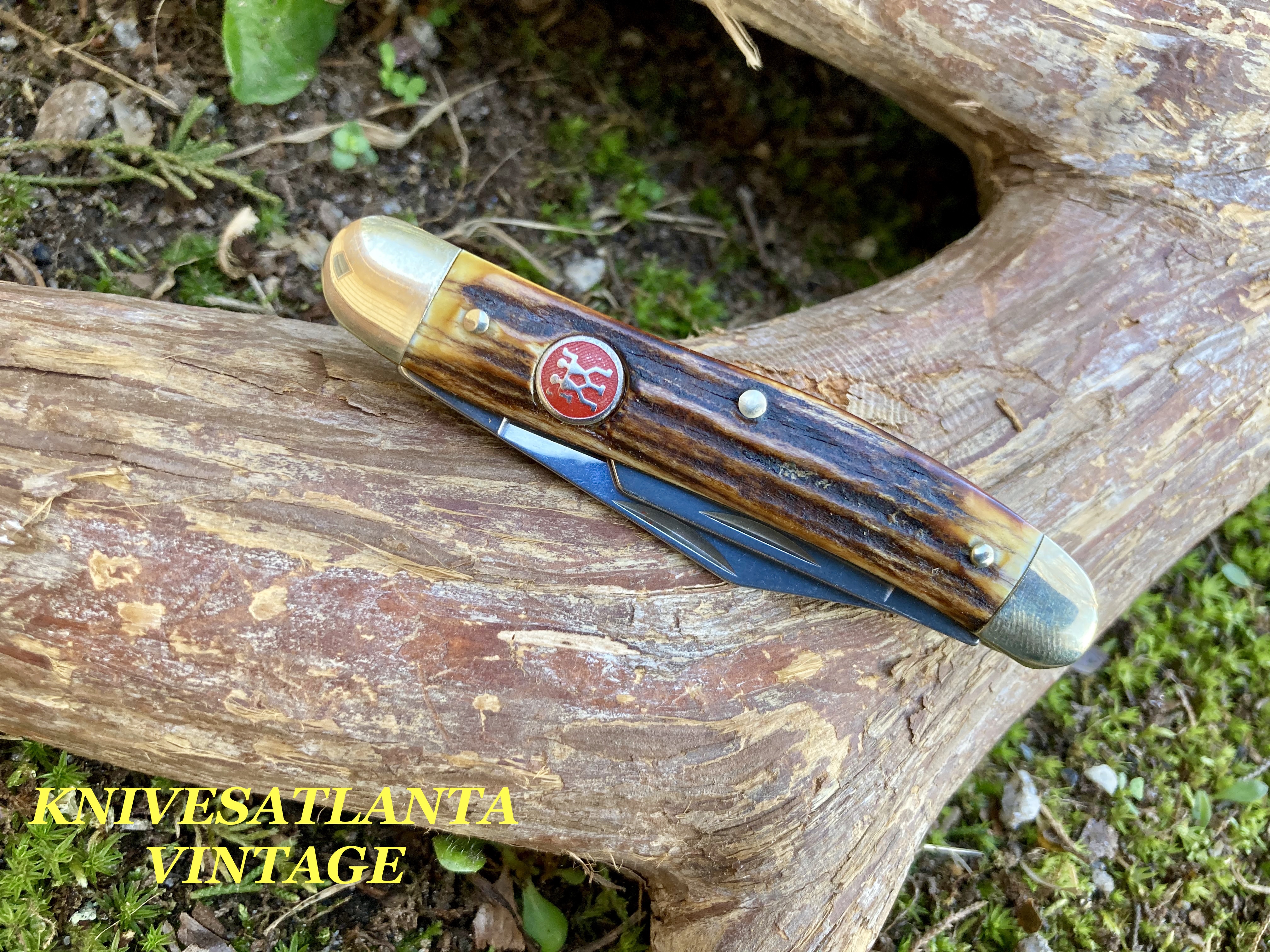 J A Henckels 3 Blade Whittler (HK-7-S) Stag ~ Vintage