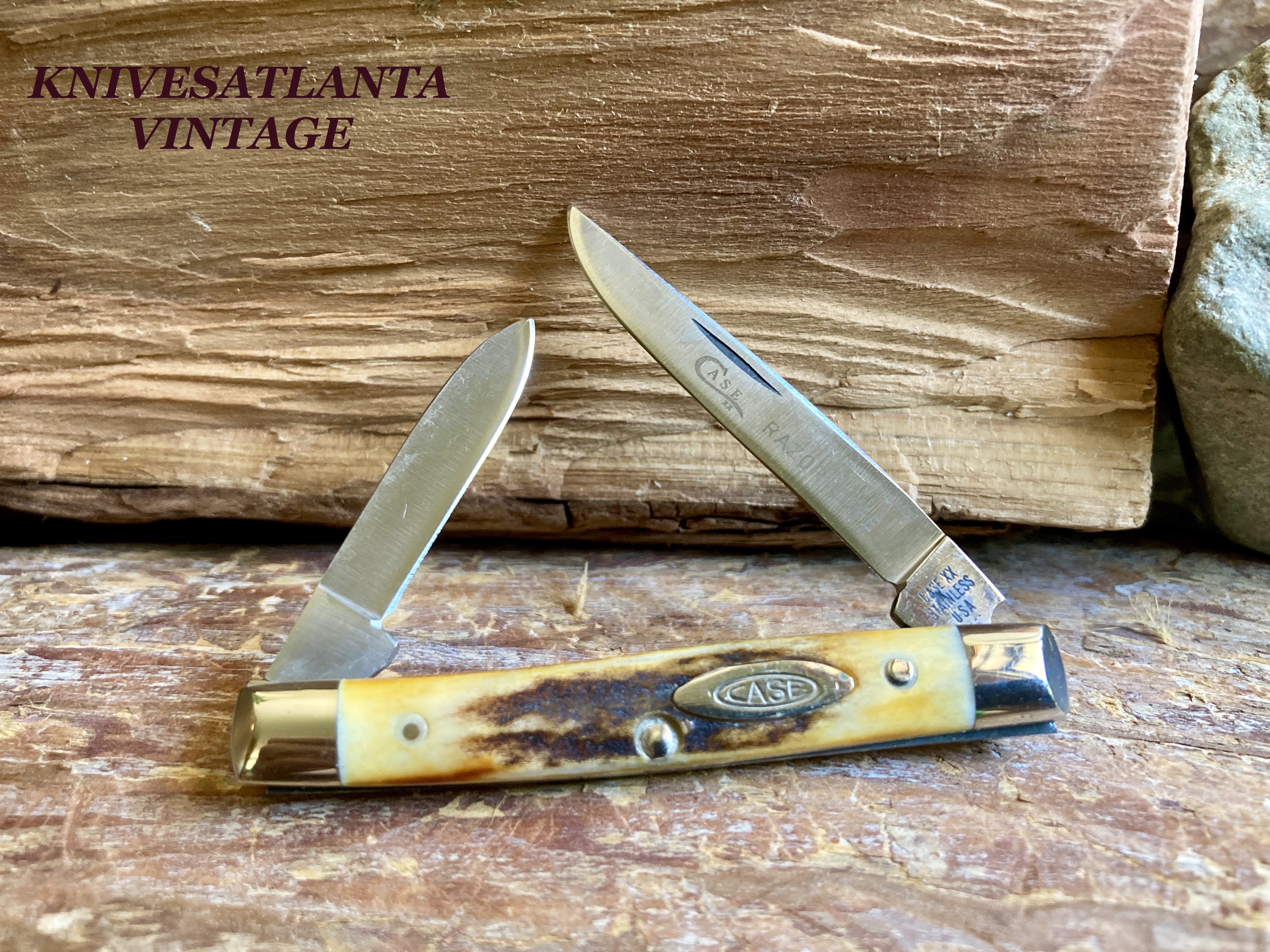 Case XX Stainless USA 4 Dot (1976) Stag 5233 SSP Razor Edge Pen