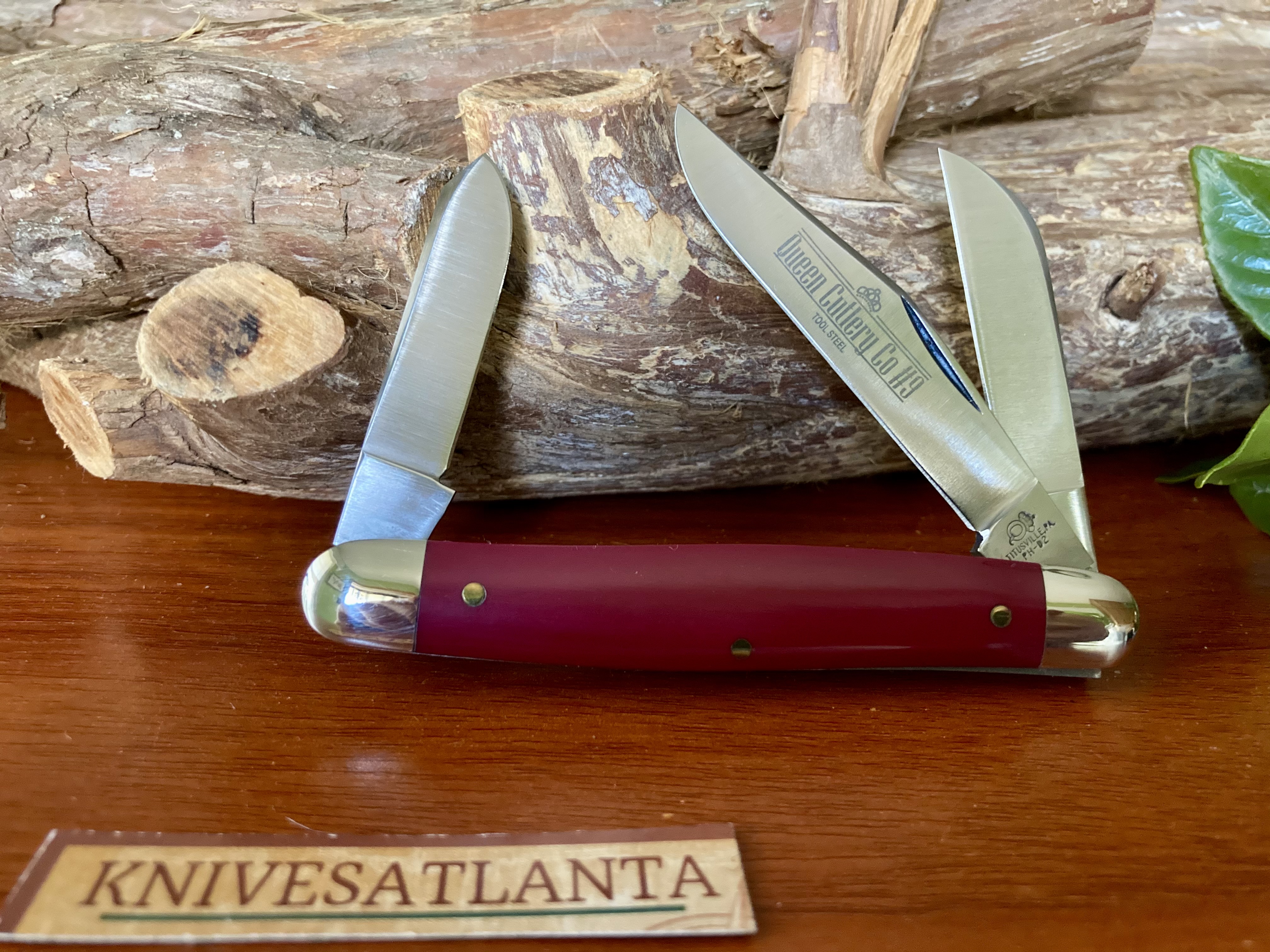 QUEEN E クイーンシグマ 5.8. [40%] Queen Cutlery #9 Black Cherry Delrin Large Stockman ~ Vintage