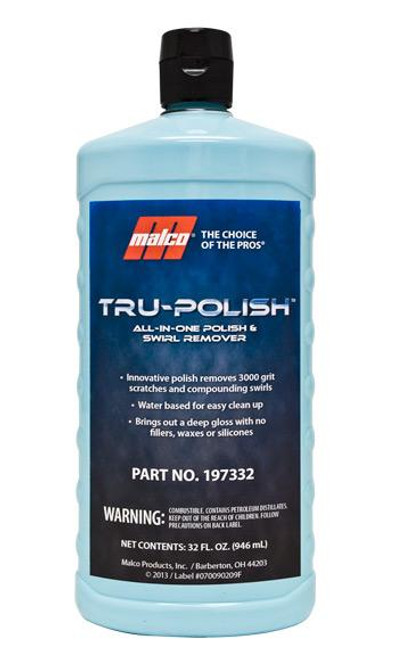 Malco’s Tru-Polish™ uses today’s most advanced abrasive technology to remove 3000 grit sand scratches, car wash scratches, day-to-day wear and swirls left after compounding.