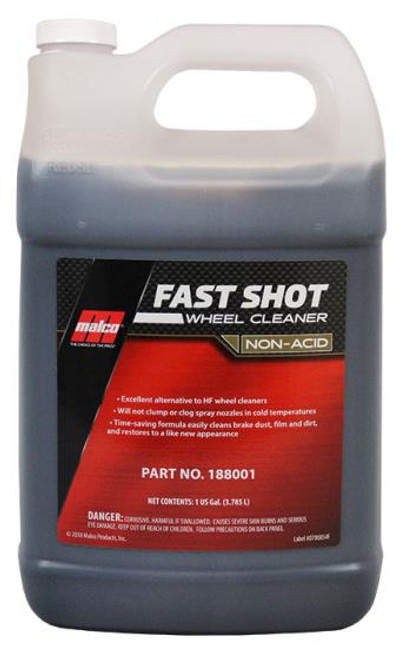 Fast Shot Wheel & Tire Cleaner is a clinging formula that's an extremely powerful, non-acid wheel cleaner designed to restore and clean tires and leave virtually all types of wheels bright and shiny.
