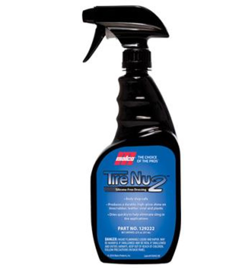Fast-drying and versatile body shop safe, solvent tire dressing for interiors and exteriors.
