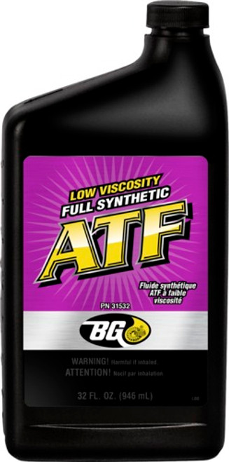 BG Low Viscosity Full Synthetic ATF offers dependable protection for most passenger and commercial automatic transmission applications where low viscosity fluids are recommended.