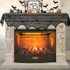 Halloween Decoration Black Lace Spiderweb Fireplace Mantle Scarf Cover