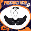 8 PACK Black Angel Wings Feather Adult + Bonus 8 Black Angel Halos 4456