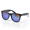 Blue Mirror Lens Iconic 80's Adult Style Sunglasses - Black 1065