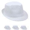 12 PACK Fedora Hat White Gangster Pinstripe 1318