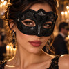 Mardi Gras Venetian Glitter Curved Top Mask 1847G