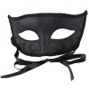 Black Venetian Mardi Gras Mask with Flat Top 1848