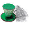 Green Glitter Mini Top Hat with Veil 5850