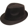 Gangster Pinstripe Fedora Hats | Pinstripe Gangster Hats Bulk |  Brown 1319 Adult Size