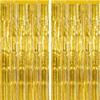 2 PACK New Years 2 Pack Gold Backdrop Birthday Decorations Foil Curtain Backdrop Gold Streamers Dance Party Decorations Photo Booth Props 5936