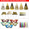New Years Eve Party Supplies for 25 Guests 2026 75 Pcs NYE Party Supplies Gold Silver NYE Hats Glitter Tiaras Decorations Noise Makers Paper Masks Favors Kits 3889