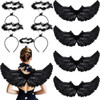 8 PACK Child Angel Wings Black + Bonus 8 Angel Halos  4699