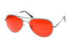 Silver Frame and Red Lens Aviator Sunglasses 1105D