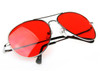 Silver Frame and Red Lens Aviator Sunglasses 1105D