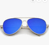 Aviator Silver Frame/Blue Lens Sunglasses 1103D