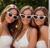 White Rhinestone Cat Eye Black Lens Bulk Sunglasses 1192A