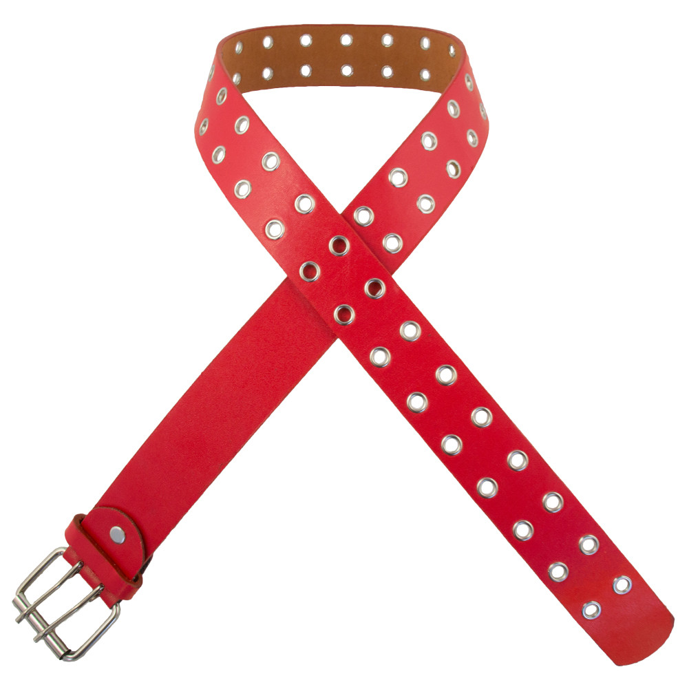 12 PACK Red Punk Two Rows Metal Holes Belts Mix Sizes 2444A Private