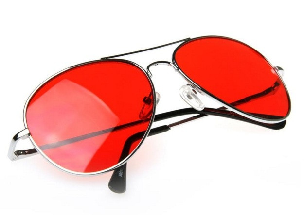 Silver Frame and Red Lens Aviator Sunglasses 1105 Private Island Party