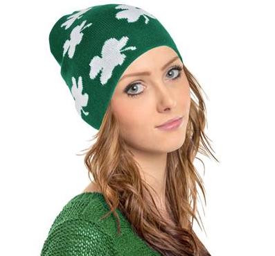 2 Pack St. Patrick's Day Shamrock Beanies - Slouchy Knit Hats For Adults, Soft Stretchy Caps