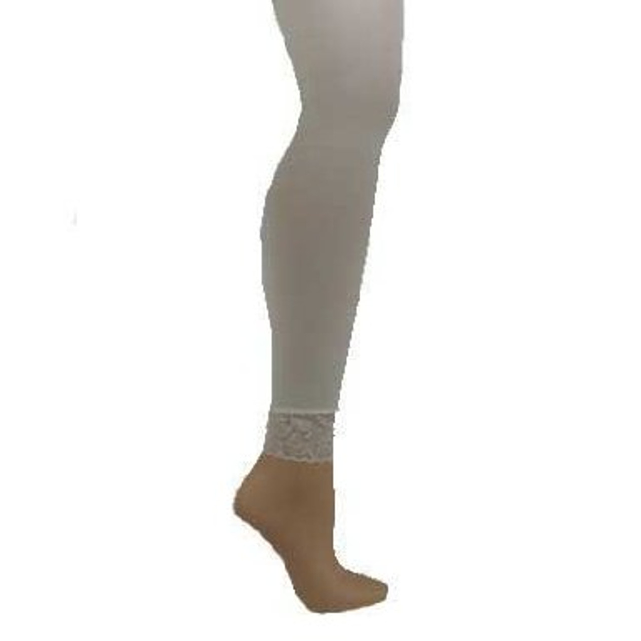 Footless Tights White with Lace Bottom 8013