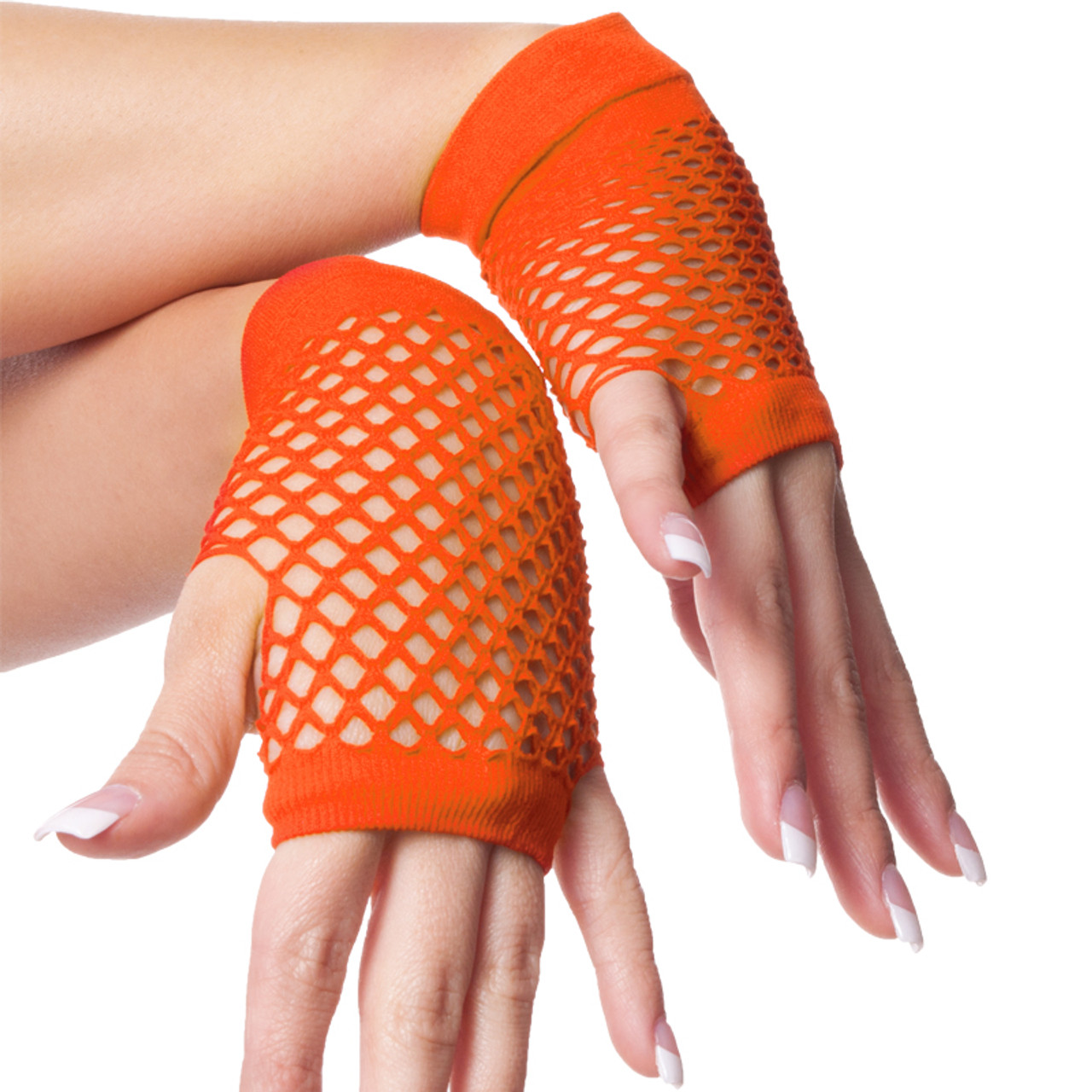 80's Short Gloves Neon Orange 1236