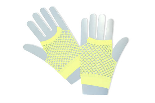80's Short Gloves Yellow 12 PACK 1241