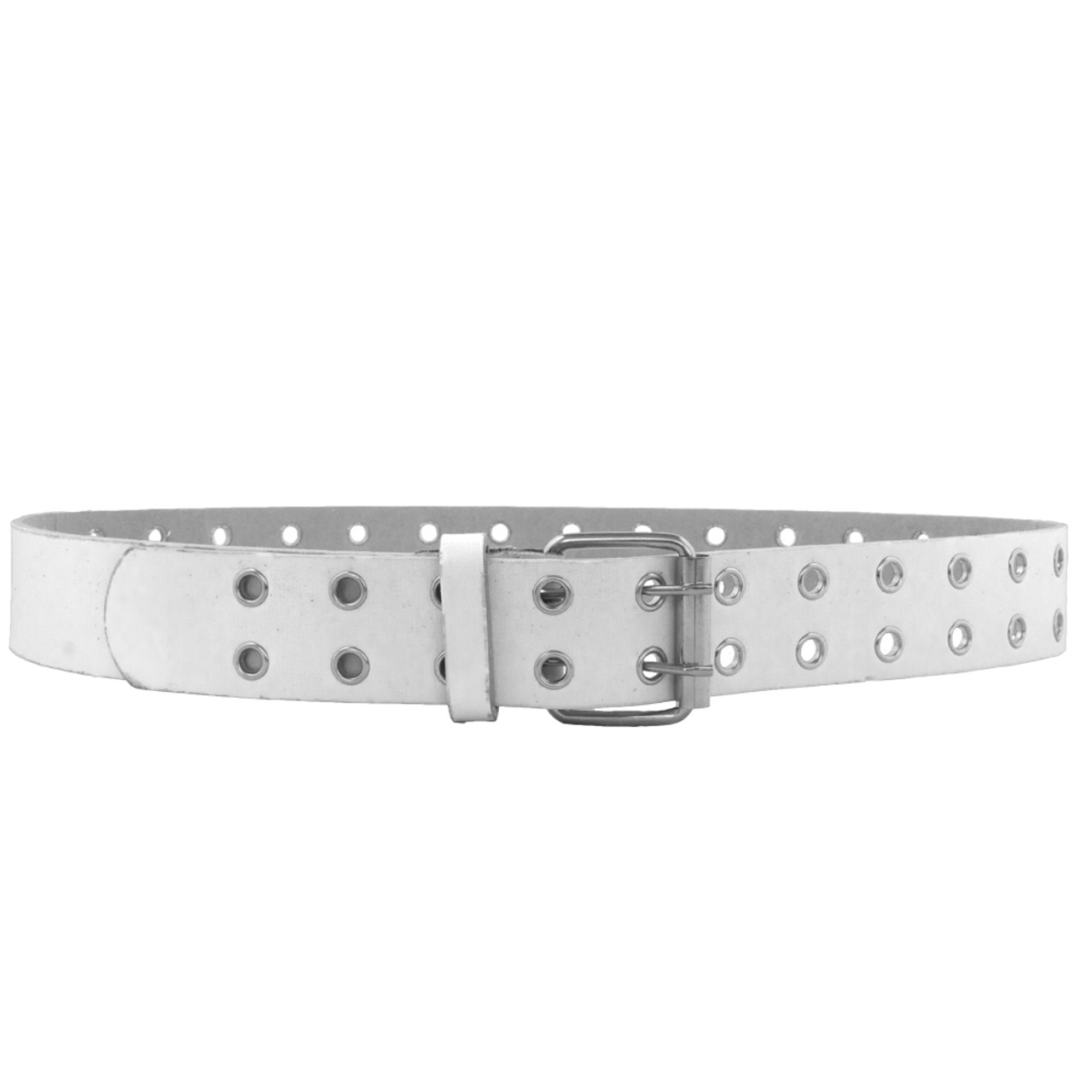 White Punk Two Rows Metal Holes Belt 2452-2455 - Private Island Party