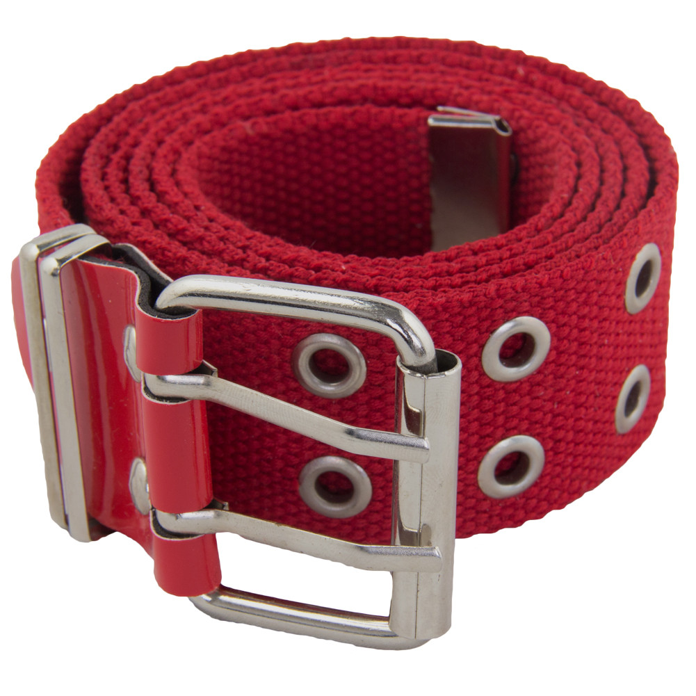 Grommet Belts Red Canvas Two Hole Silver Mix Sizes Dozen 2292A