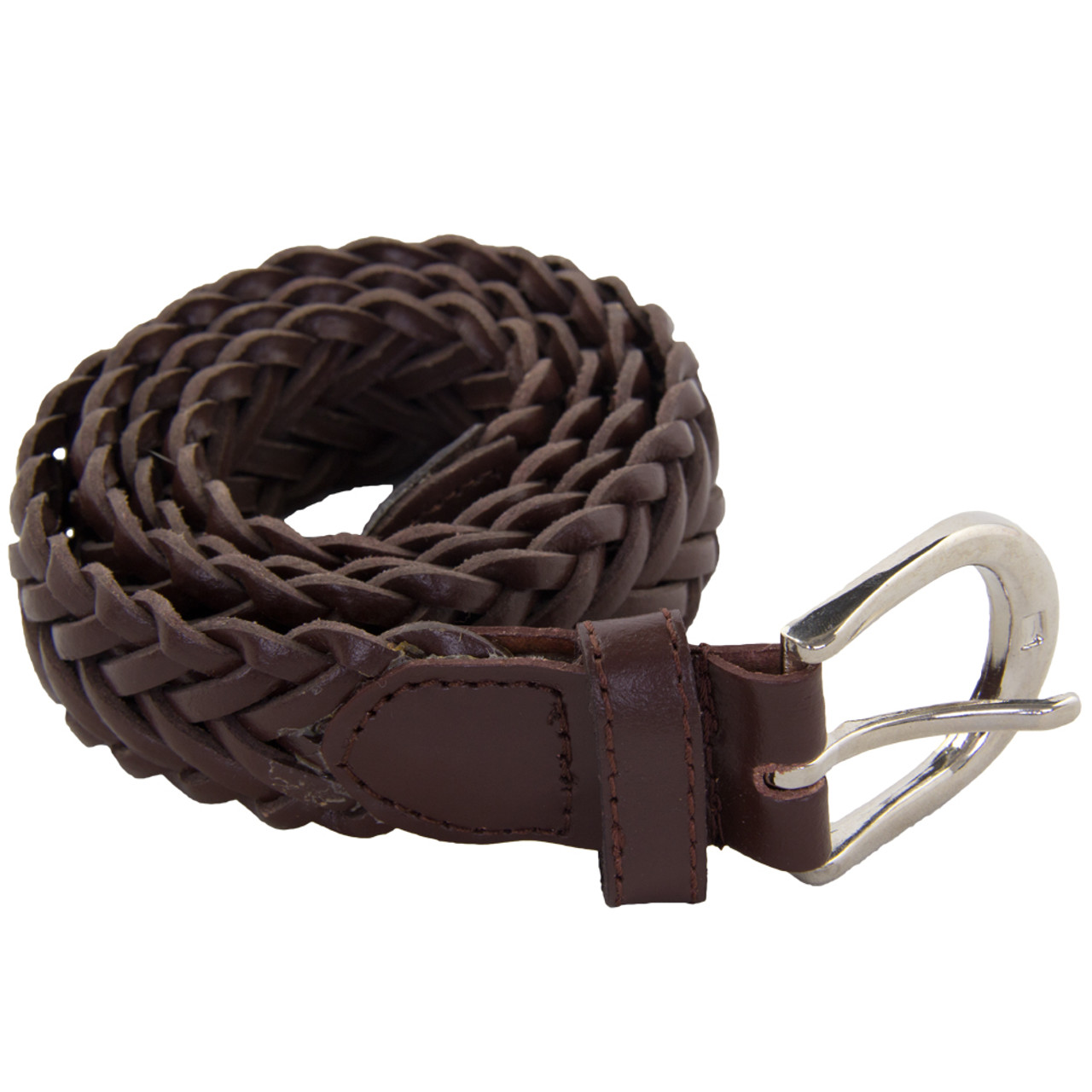  Hand Braided Leather Belt in Brown S/M : Clothing, Shoes &  Jewelry