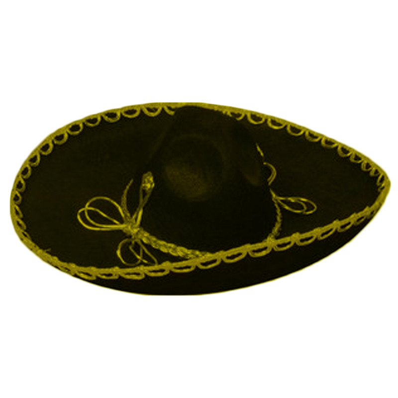 Black/Gold Mini Mariachi Sombrero Hat 