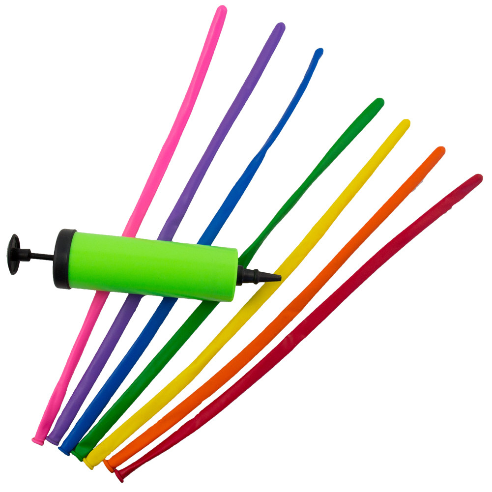 Modelling Balloon Kit For Party Fun - Includes Pump & Multicoloured Long Twist Balloons