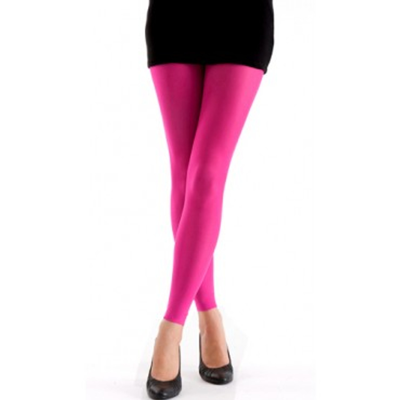 Neon Pink Footless Leggings Tights 8016