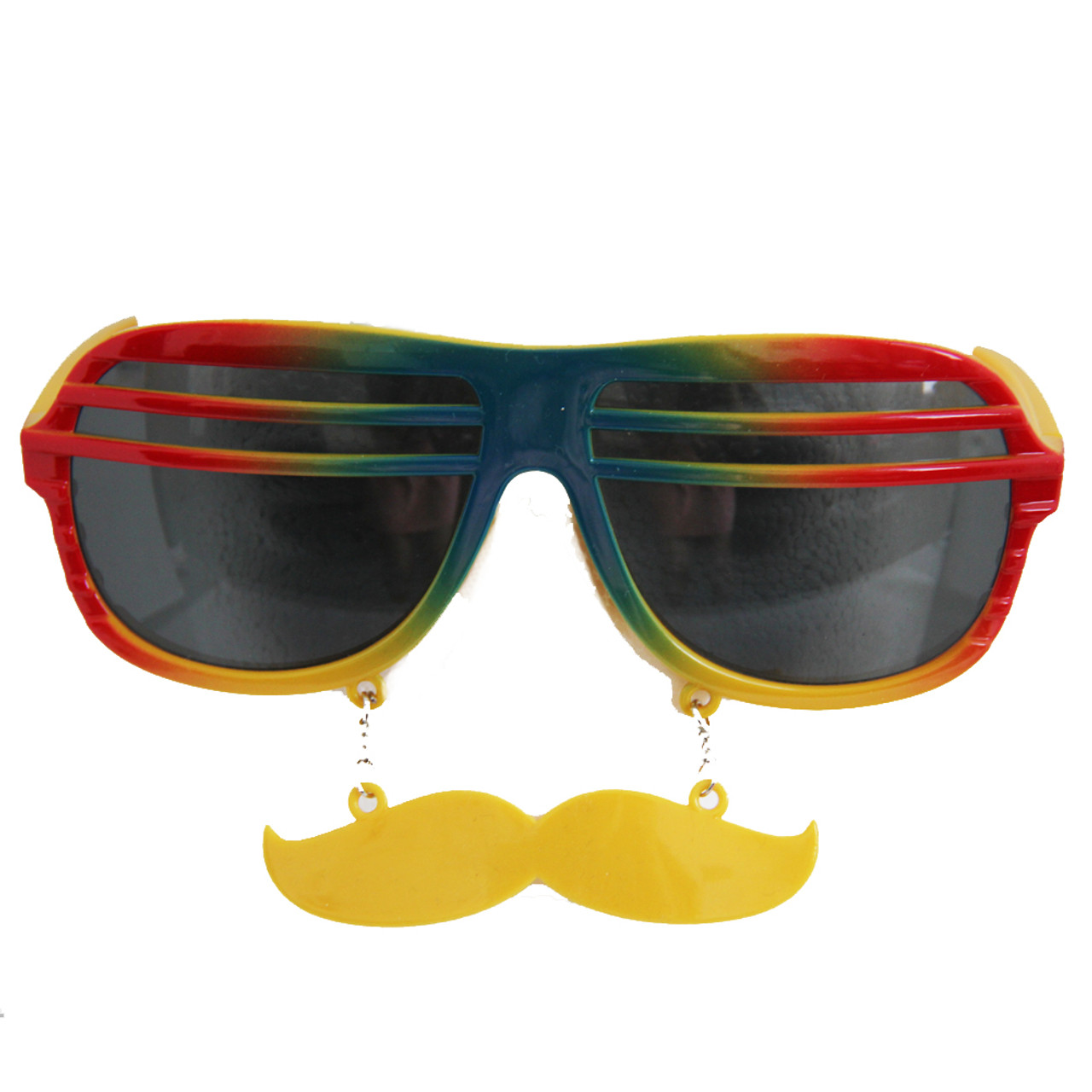 Rainbow Shutter Shades Mustache Sunglasses