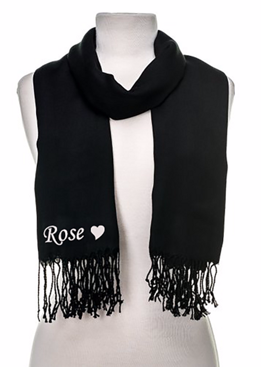 Monogram Blanket Shawl - Oversized Square Black Scarf