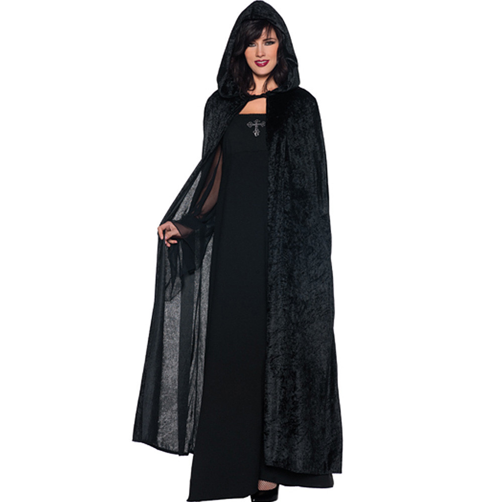 Red Long Velvet Hooded Cloak 4545 Private Island Party