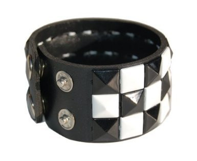 Studded Biker Wristband 3Row Black 6505