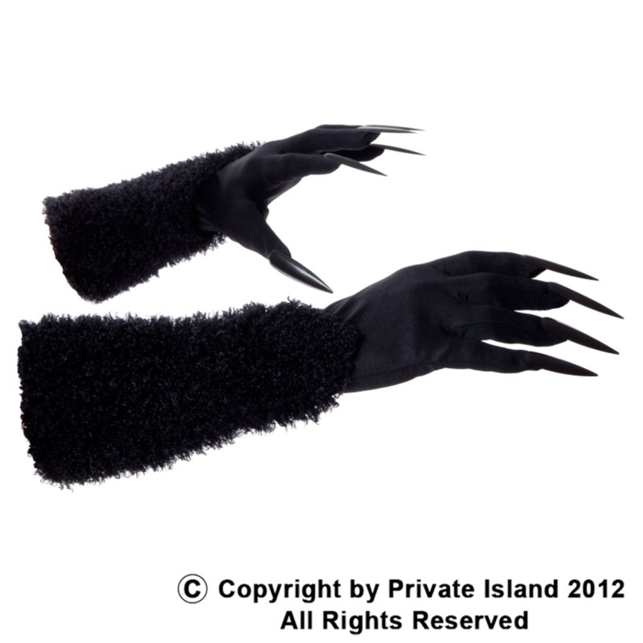 Long Black Cat Gloves with Claws 5095