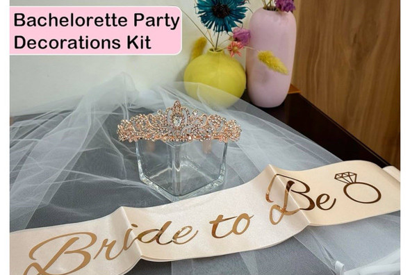 Bachelorette Party Decorations Bridal Shower Crown, Bride to Be Sash