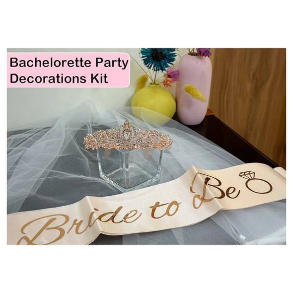 Bachelorette Party Decorations Bridal Shower Crown, Bride to Be Sash
