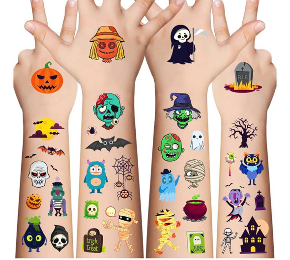 Halloween Temporary Tattoos for Kids - 120 Pieces Halloween Trick or Treat Fake