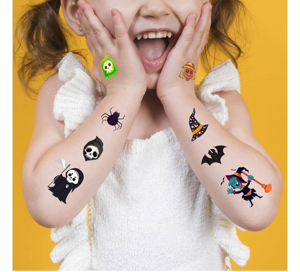 Halloween Temporary Tattoos for Kids - 120 Pieces Halloween Trick or Treat Fake