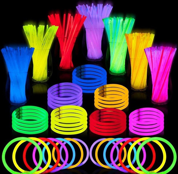 144 Pcs 8" Glowsticks, Bracelets Necklaces, Glow in the Dark Party Favors