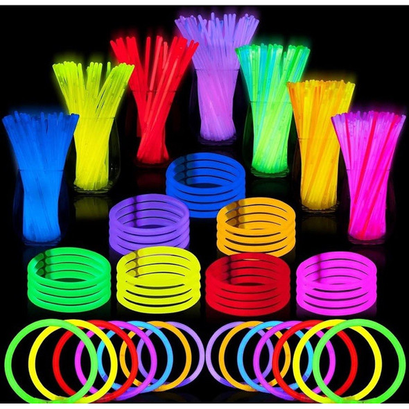 144 Pcs 8" Glowsticks, Bracelets Necklaces, Glow in the Dark Party Favors